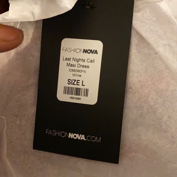 White Fashion Nova Maxi long dress with slit - Picture 1 of 4